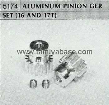 Tamiya ALUMINIUM PINION GEAR SET (16T AND 17T) 50174