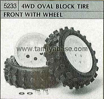 Tamiya 4WD OVAL BLOCK TIRE FRONT WITH WHEEL 50233