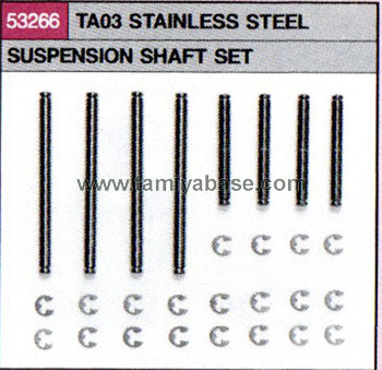 Tamiya TA03 STAINLESS STEEL SUSPENSION SHAFT SET 53266